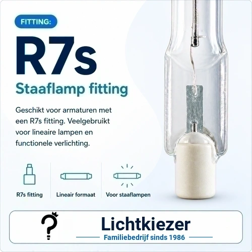 Lineaire lamp met R7s contacten aan beide uiteinden.
