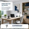 Kantoorverlichting | Lichtkiezer Lichte werkplek met bureau, laptop en een bureaulamp.