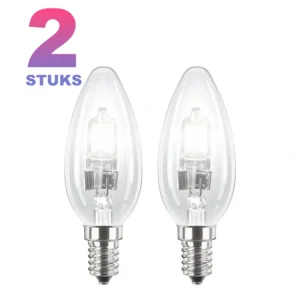 Set van 2 lampen: Neolux Kaarslamp Halogeenlamp E14 – 46W – Warm wit licht (2800K) – 700 lumen – 2 jaar – Dimbaar – 2 pack