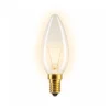 Gloeilamp met E14 fitting en kaarsvorm op een witte achtergrond.