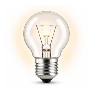 Gloeilamp E27 ā kogelvorm ā 1200px | Lichtkiezer Gloeilamp met E27 fitting en kogelvorm op een witte achtergrond.