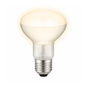 Gloeilamp met E27 fitting en reflectorvorm op een witte achtergrond.