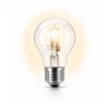 Halogeenlamp met E27 fitting en peervorm op een witte achtergrond.